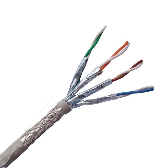 4pair 8core Cat7 Shielded Solid PVC Cable Gray 1000 FT