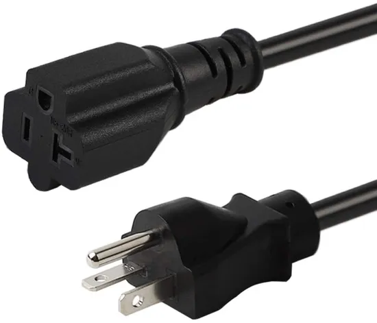 Cable de alimentación de extensión eléctrica de CA CC macho a hembra, certificado UL, EE. UU., Canadá, 2 clavijas, Spt