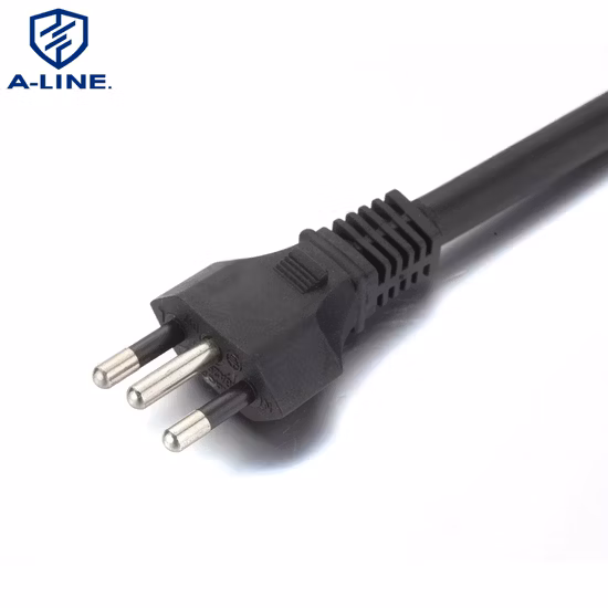 Cable de alimentación de tres pines de Brasil con certificación Inmetro