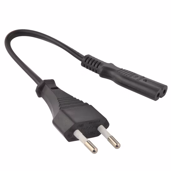 Cable de alimentación de CA europeo VDE de 2 pines con conector C7